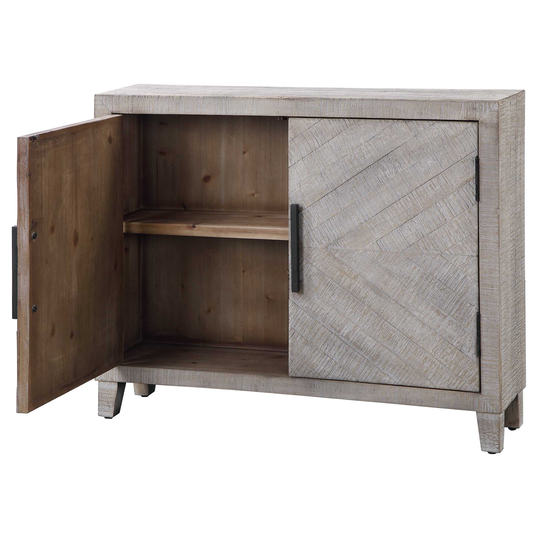 Adalind White Washed Accent Cabinet, Furniture by Uttermost, 40" width x 31.75" height x 11" depth View 7