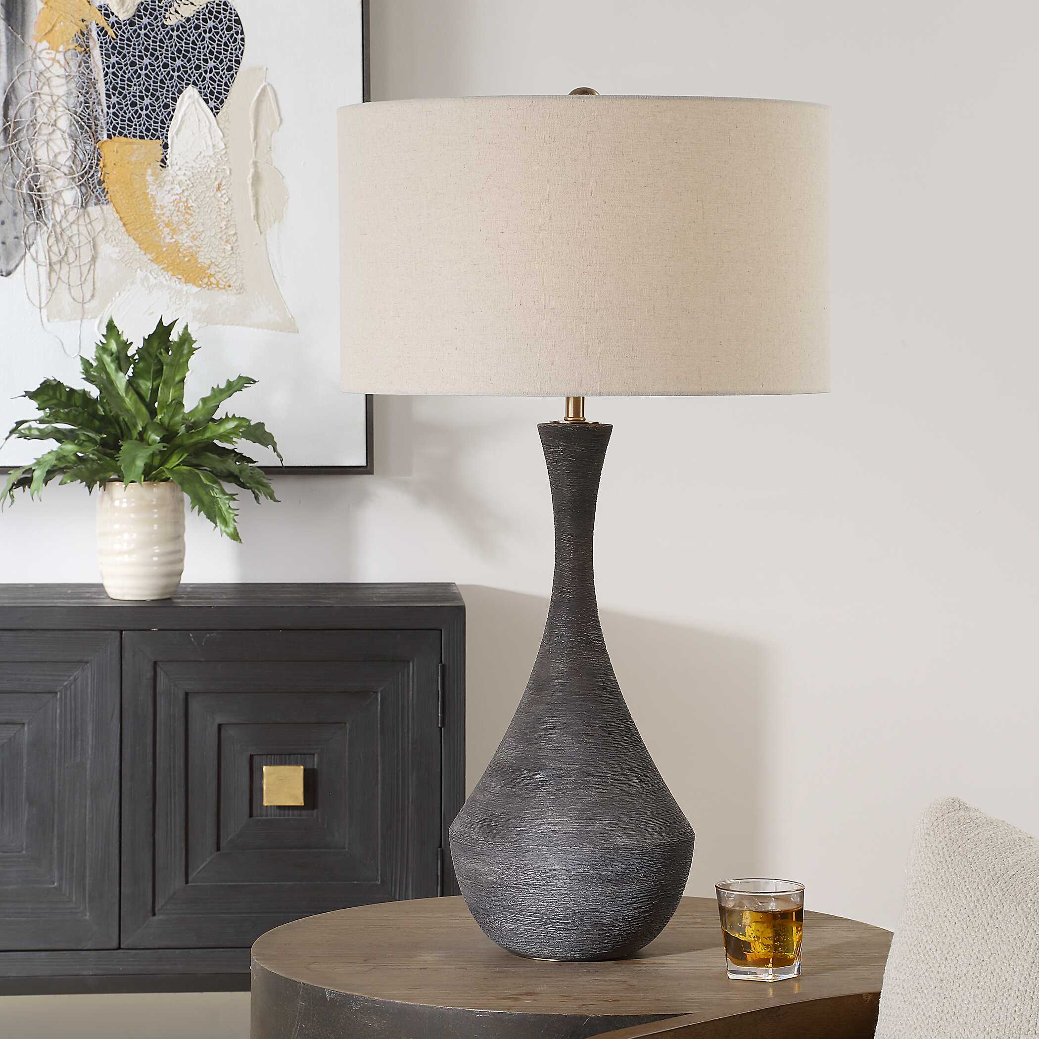 Helston Dark Charcoal Table Lamp Helston Dark Charcoal Table Lamp large image
