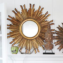 Online Designer Living Room Harbert Round Reclaimed Wood Sunburst Wall Mirror