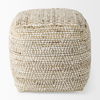 Ekani  Cream/Beige Cotton Pouf, Ottoman by Mercana, 16" length x 16" width x 16" height thumbnail 6