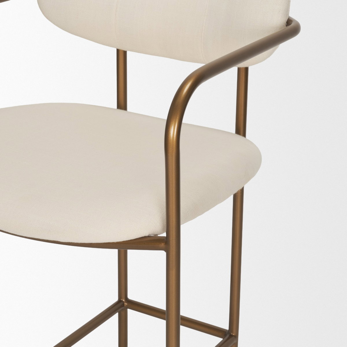 Parker Backless 36.5in Seat Counter Stool | Cream Fabric with Gold Metal, Counter & Bar Stool by Mercana, 21.25" length x 21.5" width x 36.5" height View 12