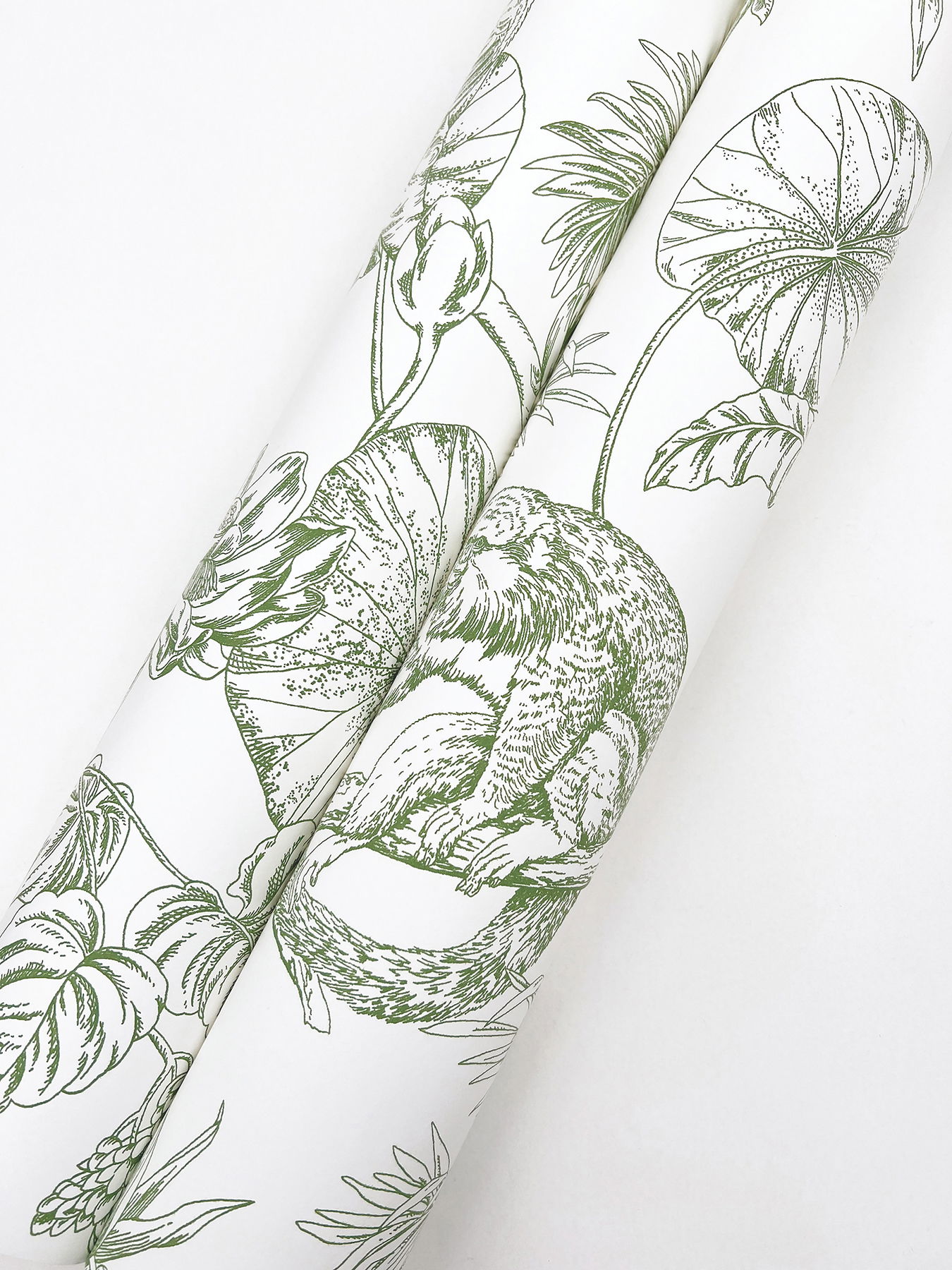 Tropical Sketch Toile Forest Wallpaper large image 