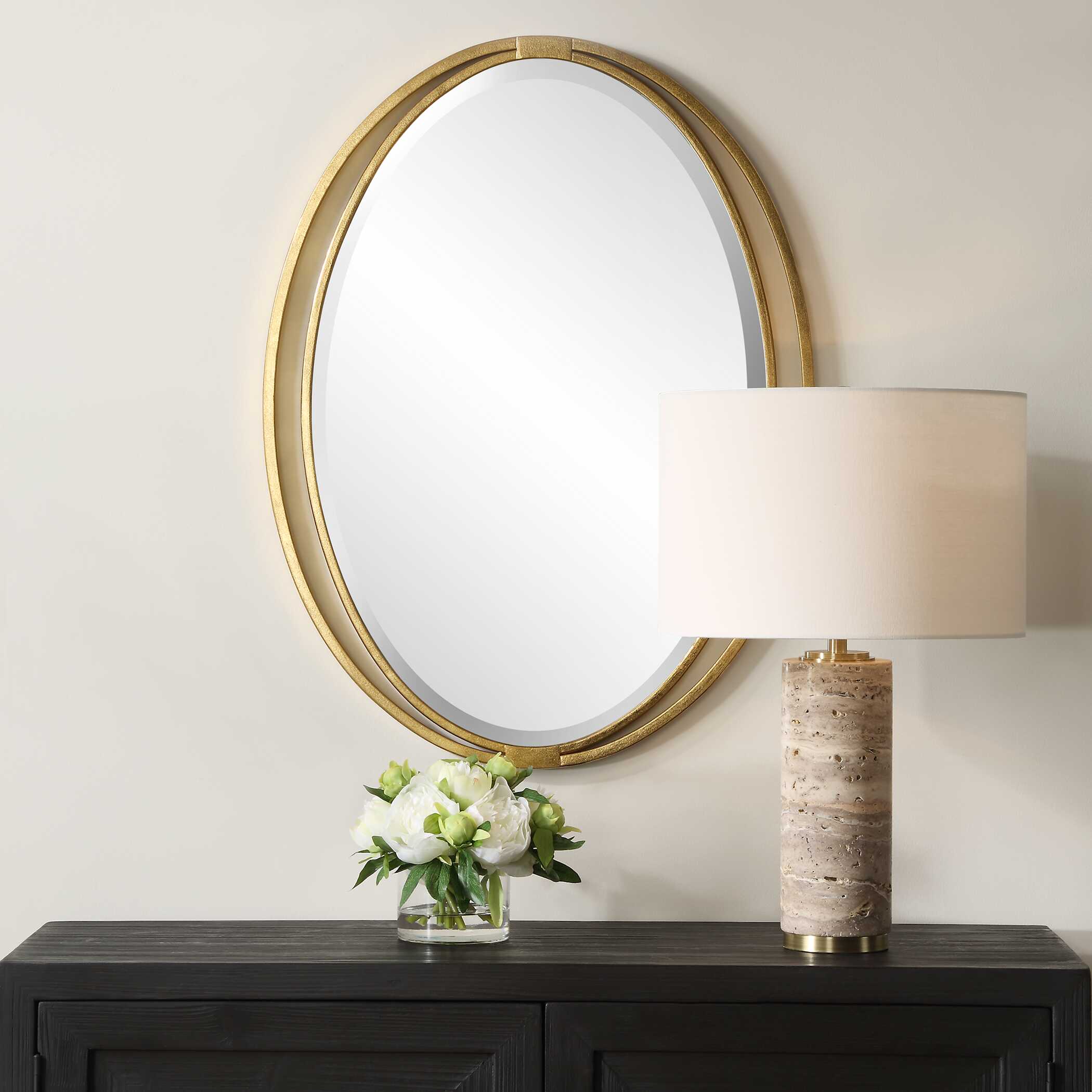 Rhodes Gold Oval Mirror, by Uttermost, 24.25" width x 31.88" height x 1" depth View 4