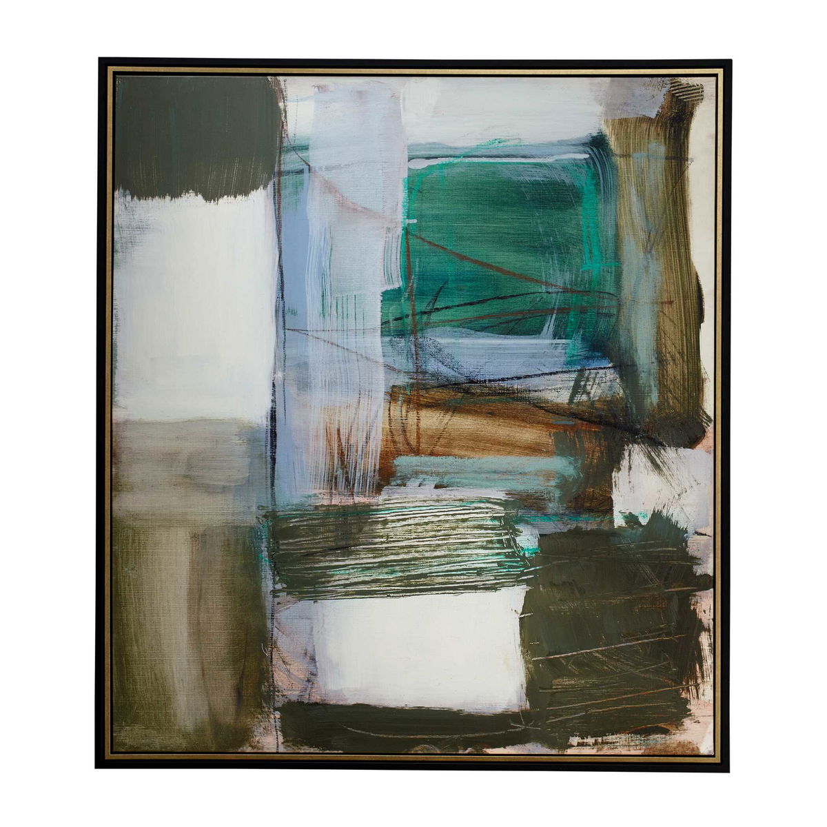Green Fields Framed Abstract Canvas, Art by Uttermost, 54.7" width x 48.7" height x 2" depth View 6