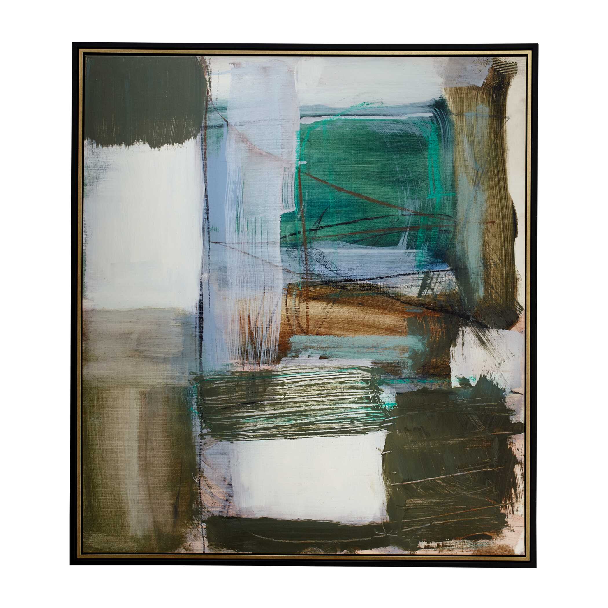 Green Fields Framed Abstract Canvas, Painting by Uttermost, 54.7" width x 48.7" height x 2" depth View 6