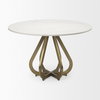 Laurent 48' Marble Top Gold Metal Base Dining Table, by Mercana, 48" length x 48" width x 30.25" height thumbnail 4