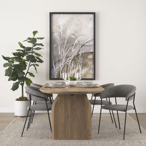 Carolyn Dining Chair with Gray Fabric & Matte Black Metal