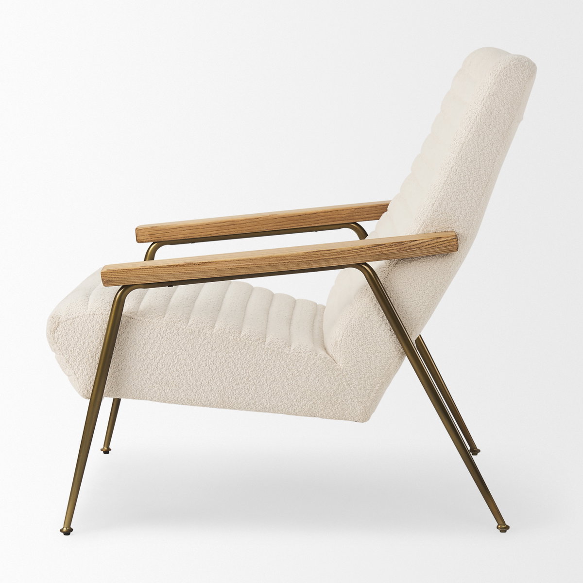Grosjean Cream Boucle Accent Chair, by Mercana, 27.56" length x 37.01" width x 34.65" height View 3