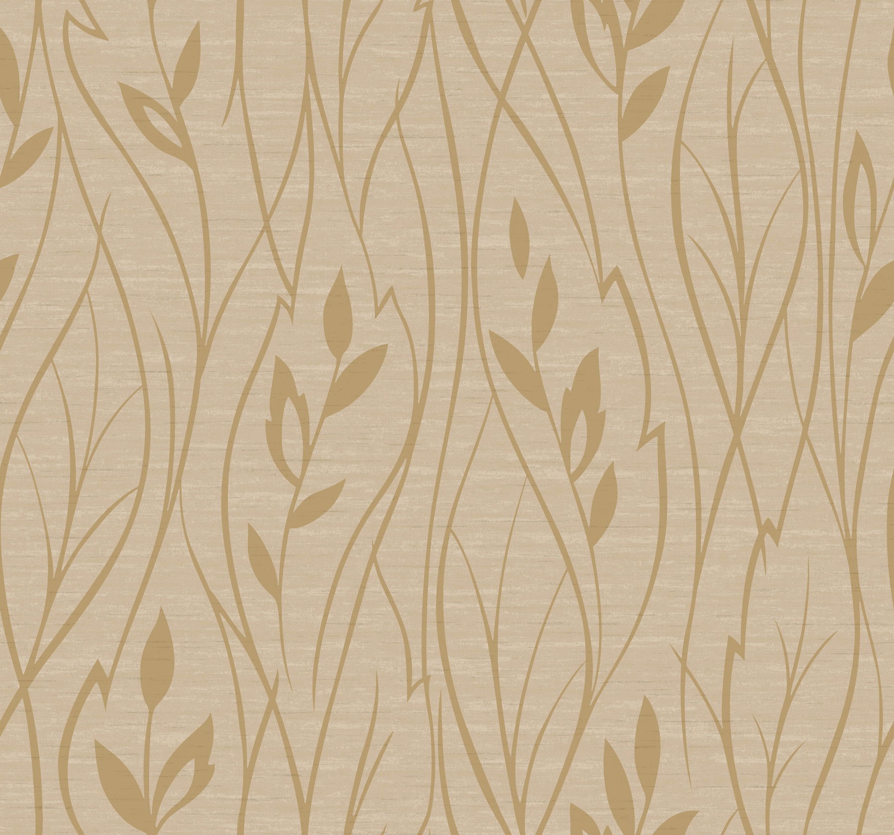 Leaf Silhouette Beige Metallic Wallpaper large image 