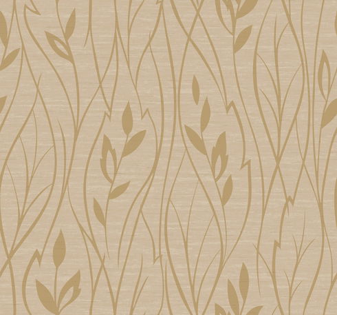 Leaf Silhouette Beige Metallic Wallpaper