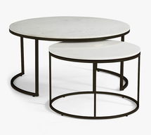 Online Designer Dining Room Delaney Round Marble Nesting Coffee Tables, Bronze