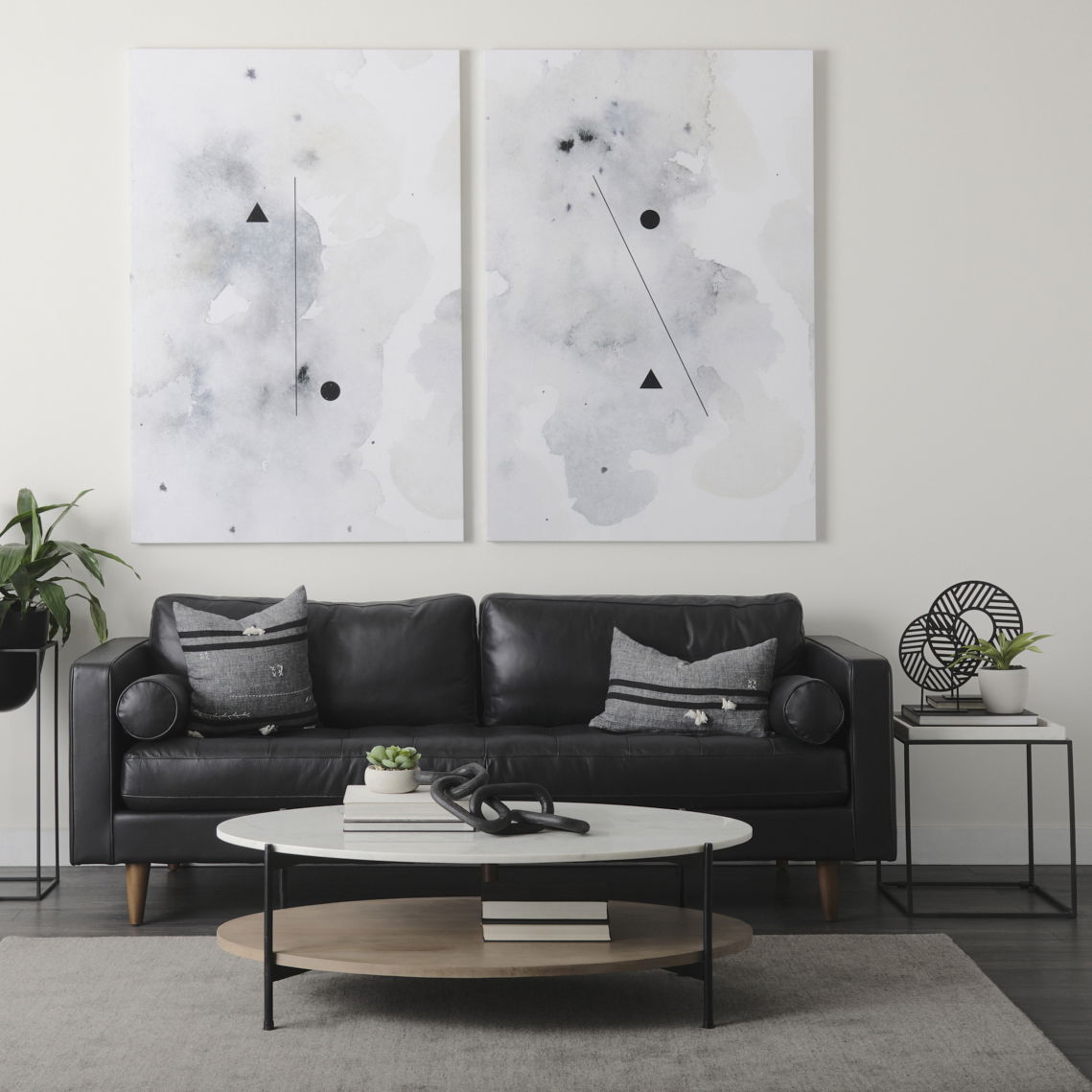 Micra  Matte Black Metal Decorative Object on a Stand large image 