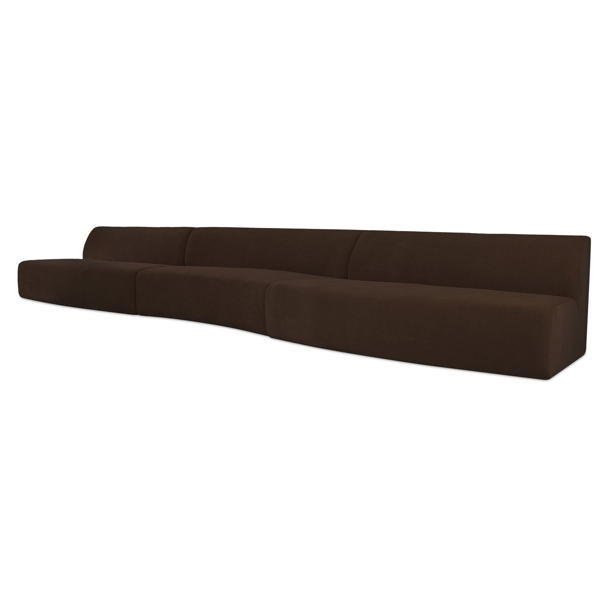 Naomi 3 Piece Wave Modular Sectional Dark Brown, Sectional Sofa by Moe's Home, 242.1" width x 28.3" height x 39" depth View 3