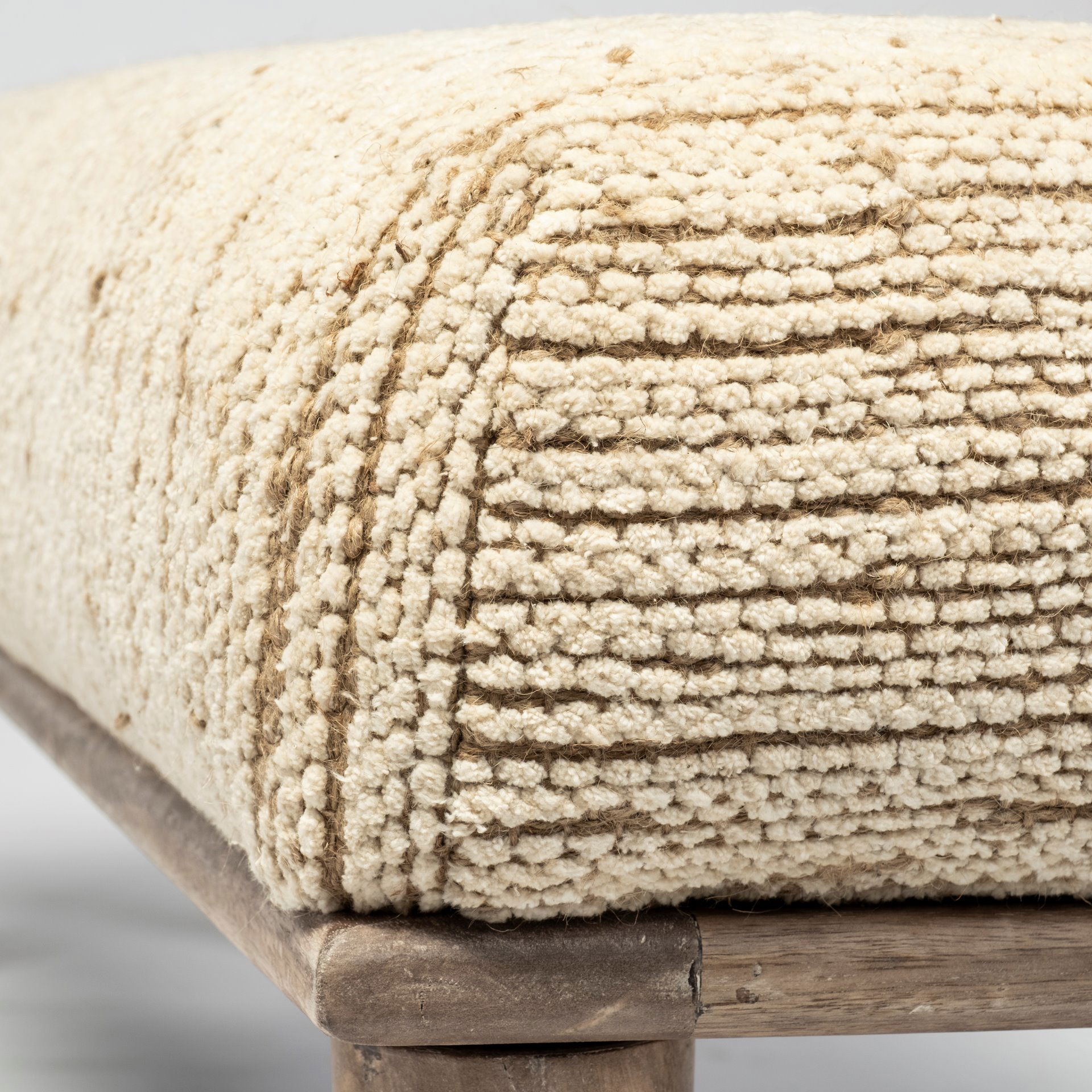 Alder II 55L x 16W Cream Upholstered Seat Wooden Base Accent Bench large image 