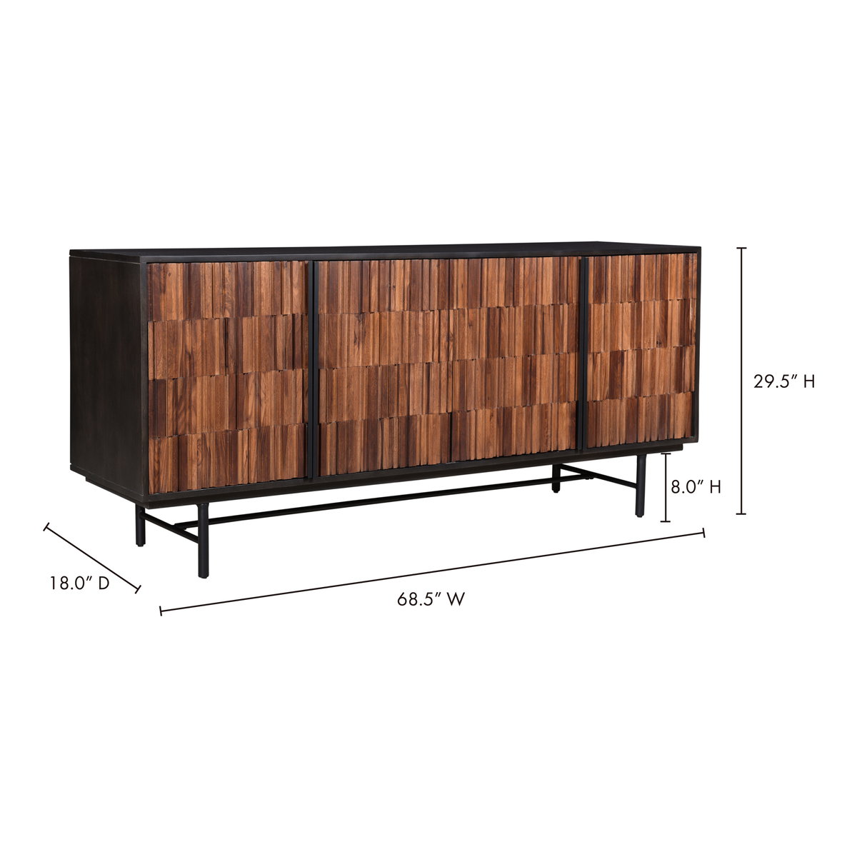 Jackson Sideboard Black, Cabinets & Sideboard by Moe's Home, 68.5" width x 30" height x 18" depth View 9
