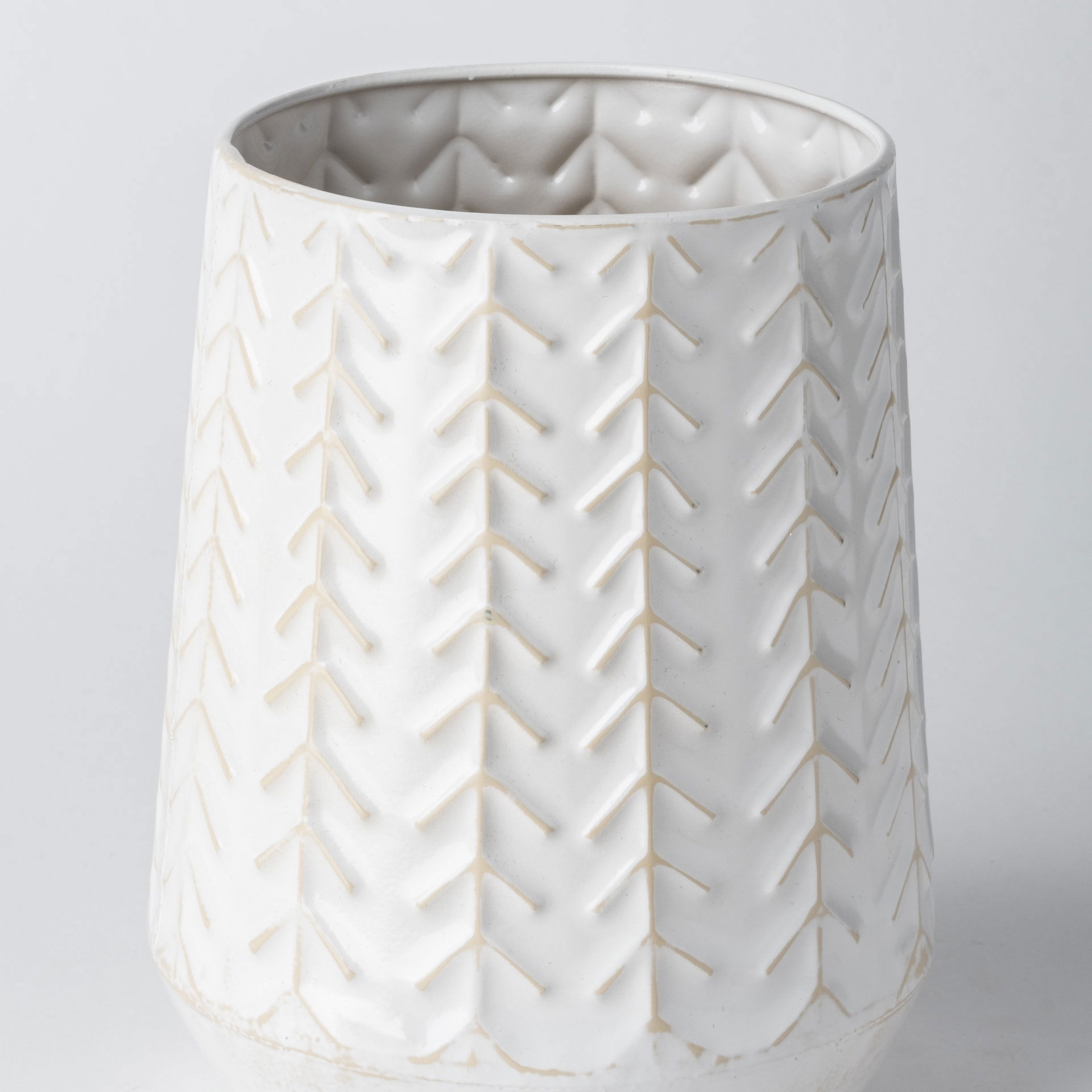 Gemma II Metal Glossy White Chevron Vase large image 