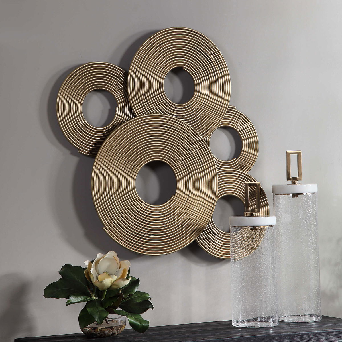 Ahmet Gold Rings Wall Decor, Art by Uttermost, 35.5" width x 29" height x 2.62" depth View 5
