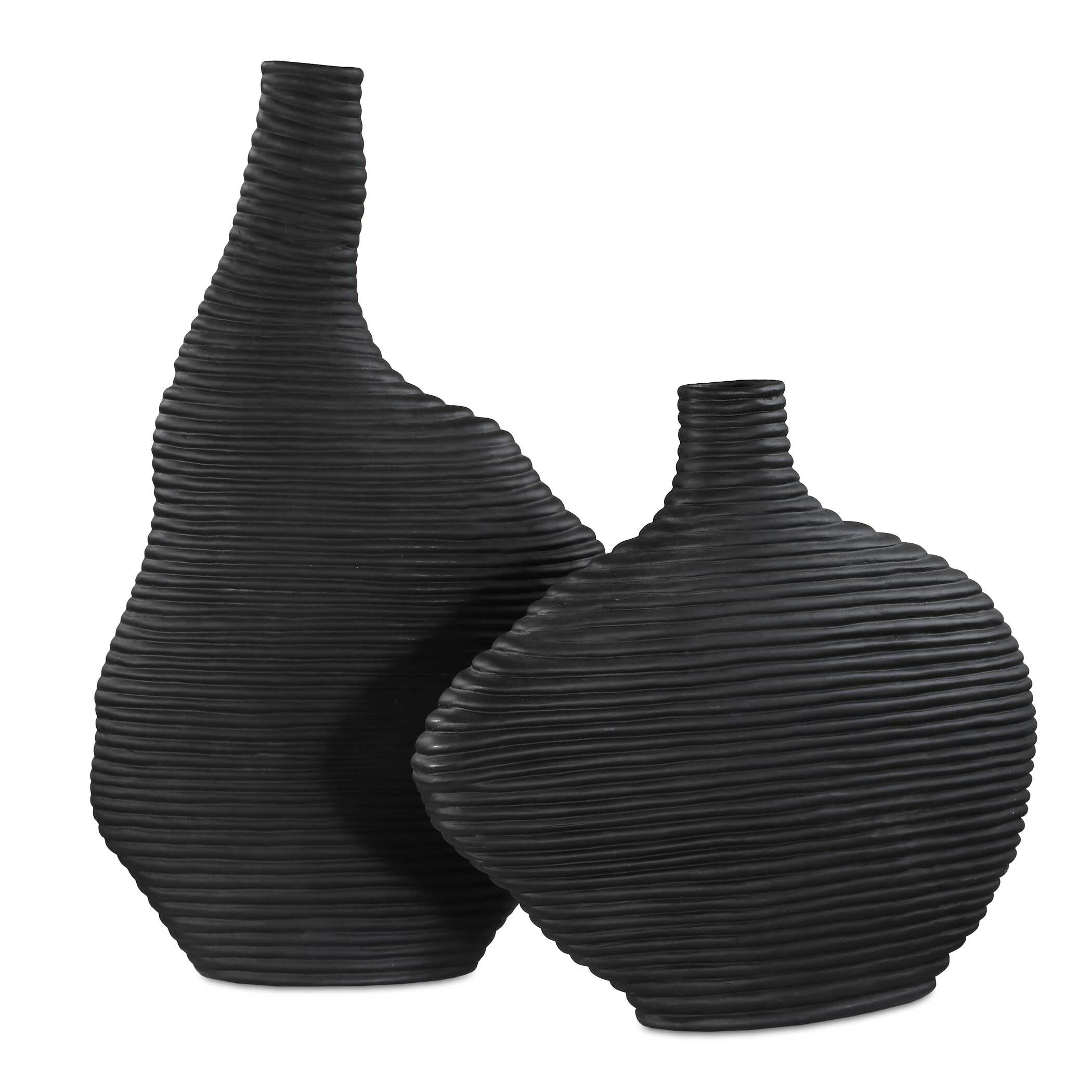 Duostacked Black Vases Set/2, Decorative by Uttermost, 10.5" width x 18" height x 4" depth View 1