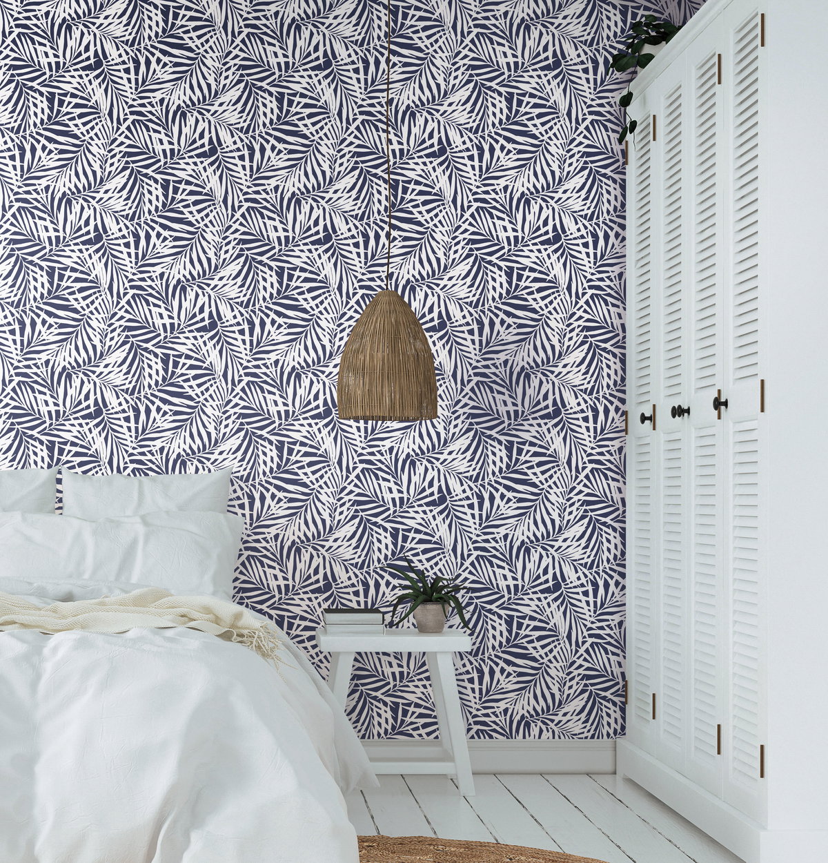 Oahu Fronds Blue Peel & Stick Wallpaper, by York Wall, 20' length x 2'3" width x 0.02" depth View 3