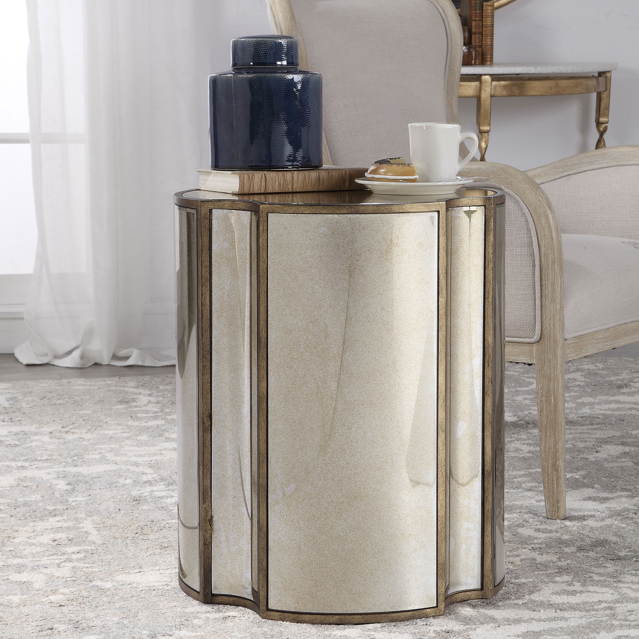 Harlow Mirrored Accent Table, Furniture by Uttermost, 20" width x 24" height x 20" depth View 2