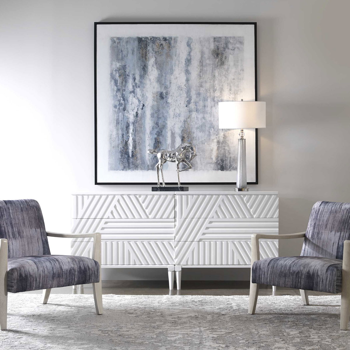 Colby White Drawer Chest, Furniture by Uttermost, 36" width x 33" height x 18" depth View 9