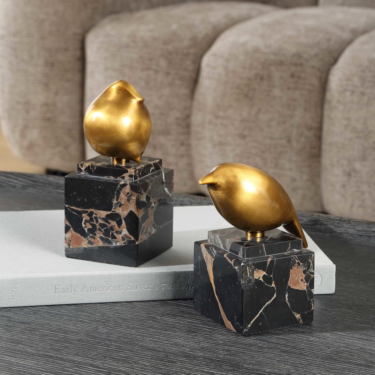Golden Finch Bird Figurines Set/2, Figurines & Statue by Uttermost, 3" width x 6.5" height x 3" depth View 4