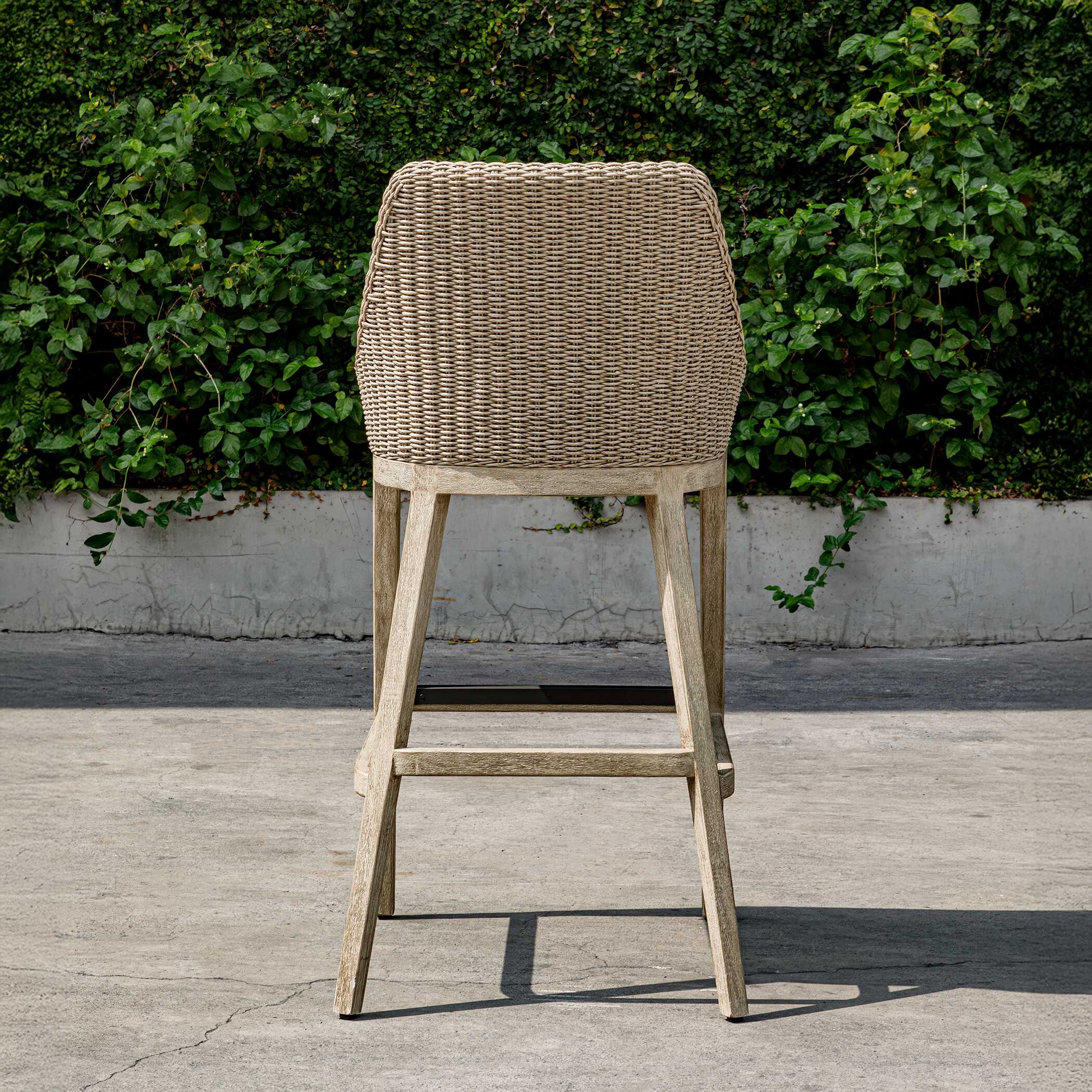 Paloma Outdoor Wicker Bar Stool, Furniture by Uttermost, 21.2" width x 44.7" height x 24.4" depth View 4