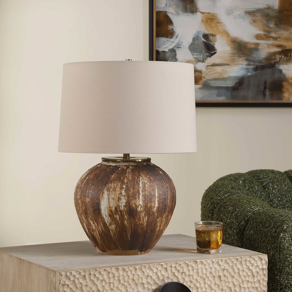 McKinley Textured Brown Table Lamp, by Uttermost, 16" width x 22.5" height x 16" depth View 3