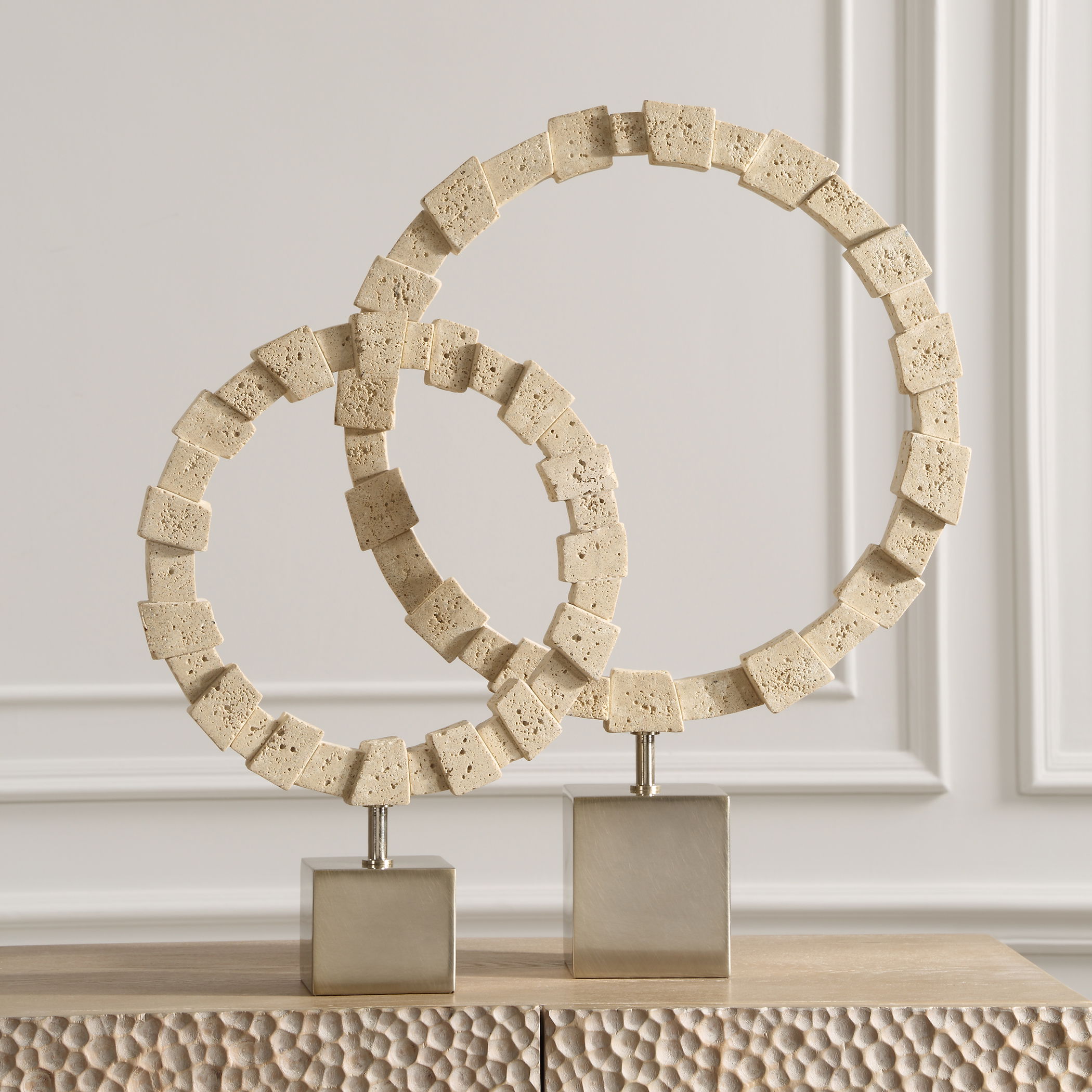 Ivory Fusion Stone Rings Set/2, Decorative by Uttermost, 16.5" width x 22.75" height x 16.5" depth View 2