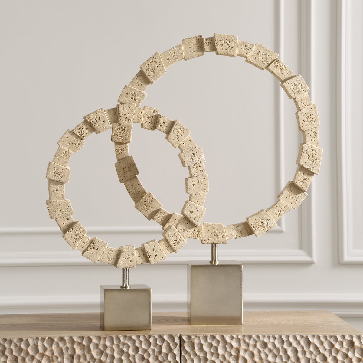 Ivory Fusion Stone Rings Set/2, Decorative by Uttermost, 16.5" width x 22.75" height x 16.5" depth View 2
