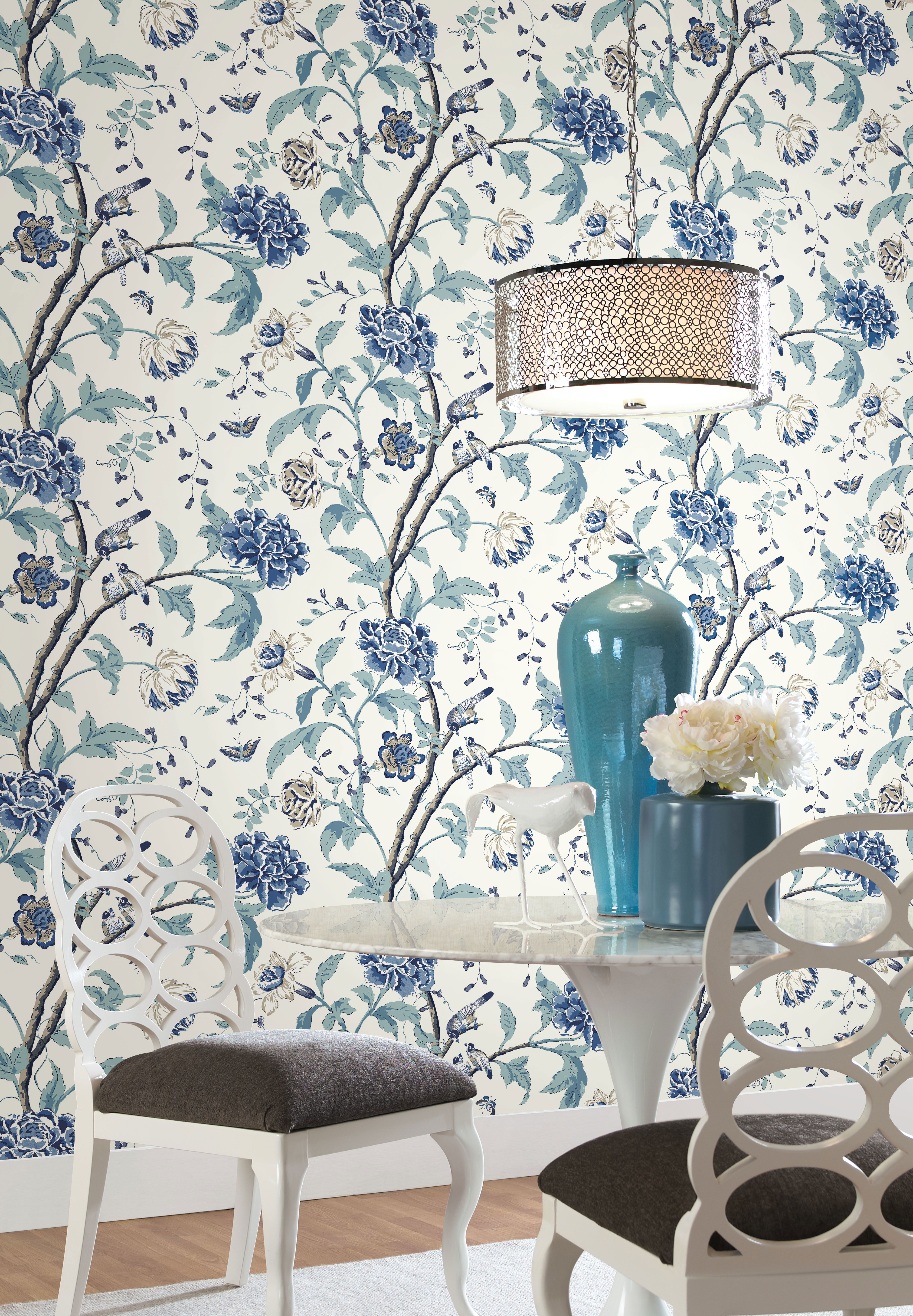 Teahouse Floral Green Wallpaper, by York Wall, 27' length x 2'3" width x 0.02" depth View 2