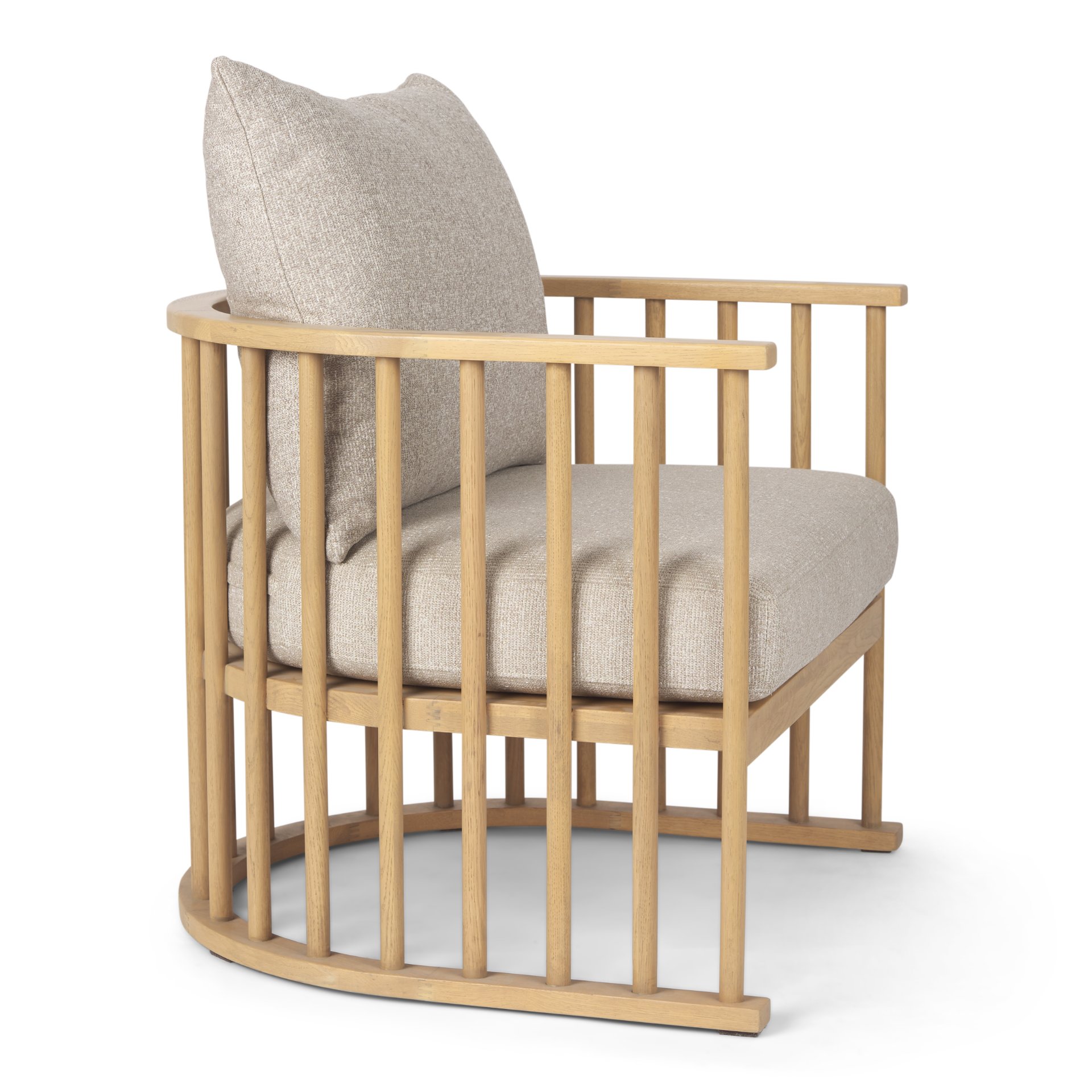 Kopari Beige Fabric with Light Brown Wood Accent Chair, by Mercana, 30.12" length x 30.51" width x 37.2" height View 7