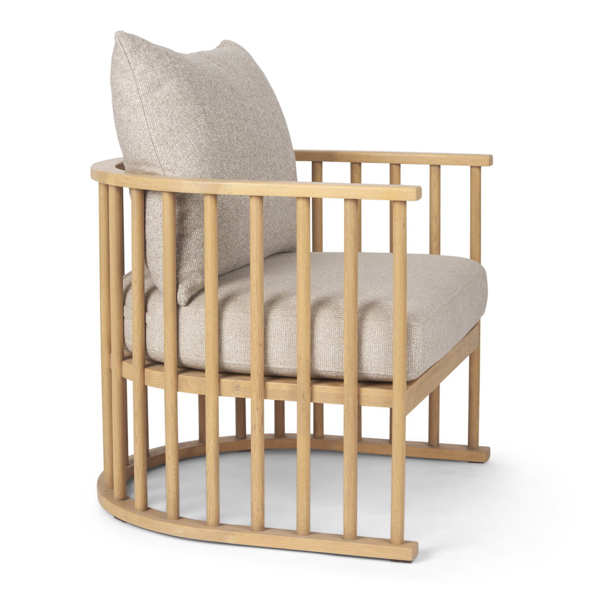 Kopari Beige Fabric with Light Brown Wood Accent Chair, by Mercana, 30.12" length x 30.51" width x 37.2" height View 7