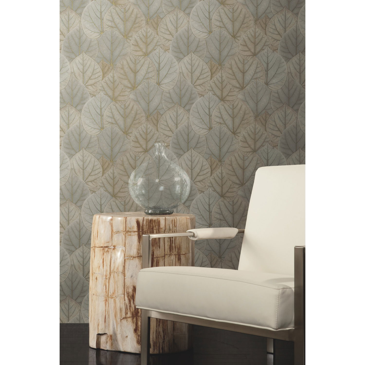 Leaf Concerto Taupe Wallpaper large image 