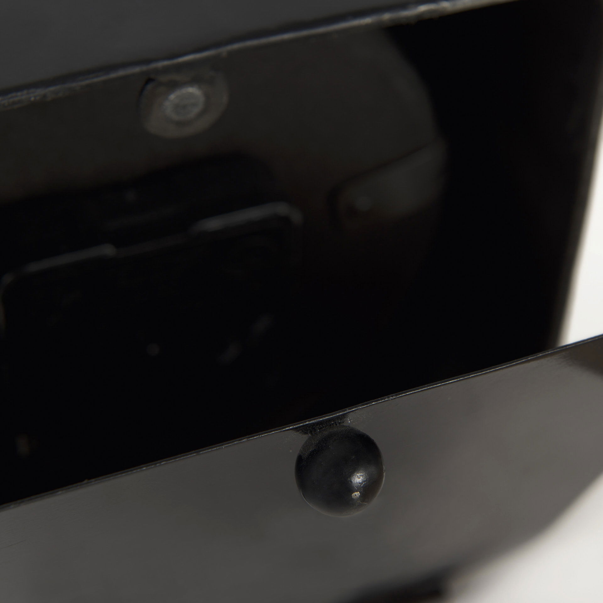 Karl  Rustic Black Iron Rounded Square Table Clock, by Mercana, 6" length x 3" width x 6.75" height View 11