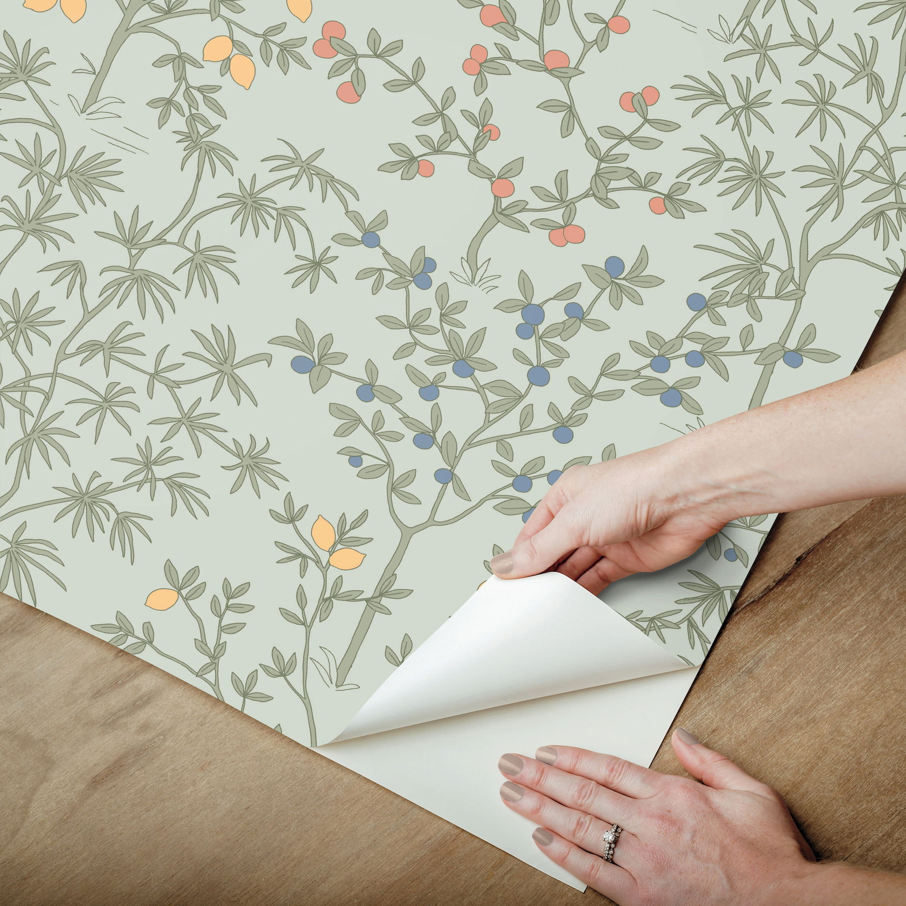 Lemon Grove Vintage Duck Egg Peel & Stick Wallpaper large image 