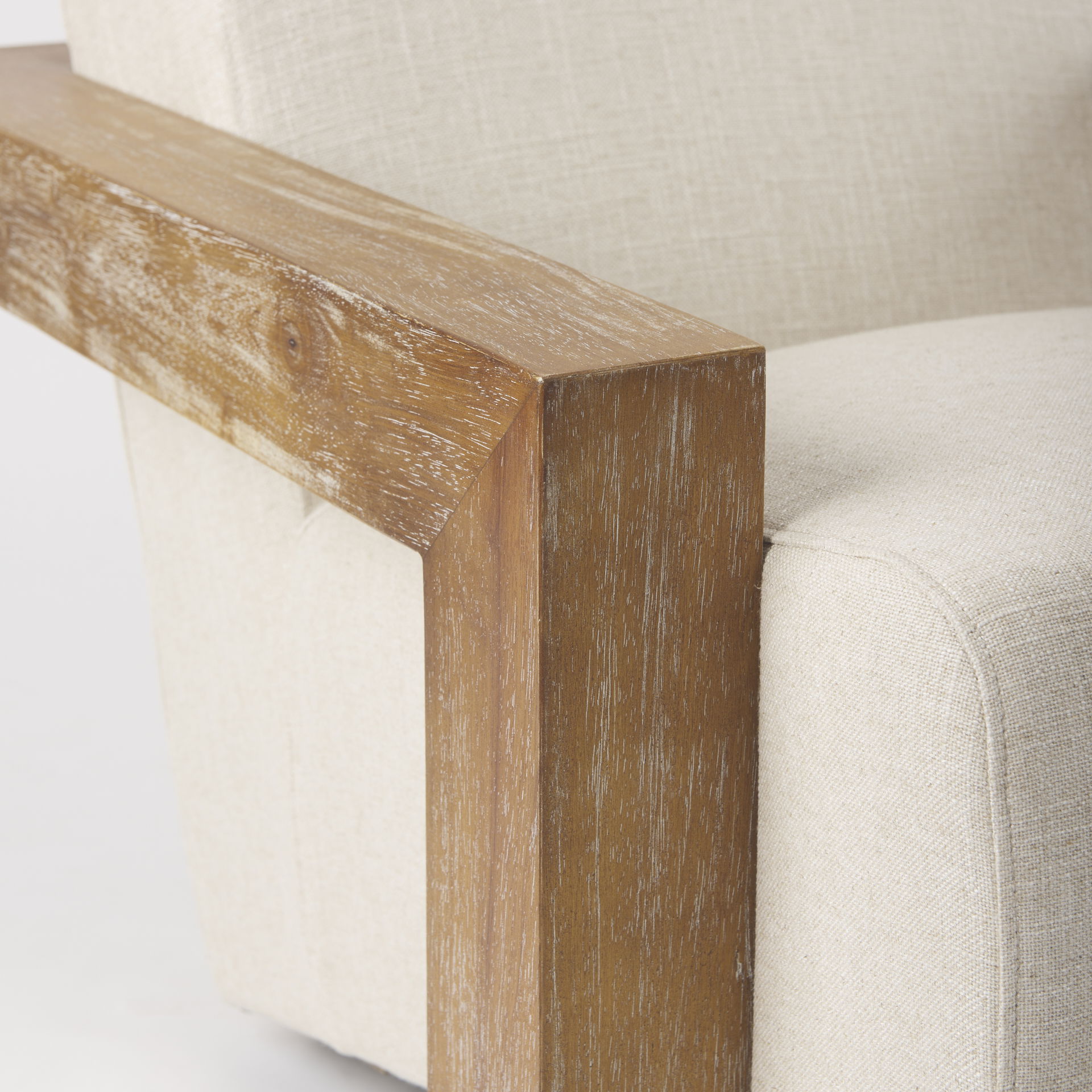 Sovereign Beige Fabric Seat and Wood Frame Accent Chair large image 