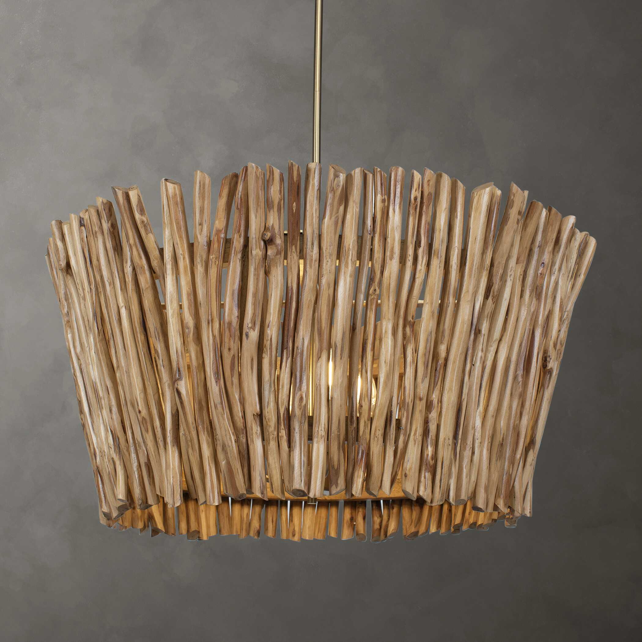 Rhea 4 Light Wood Branch Chandelier, Ceiling Light by Uttermost, 29" width x 15" height x 29.5" diameter x 29.5" depth View 2