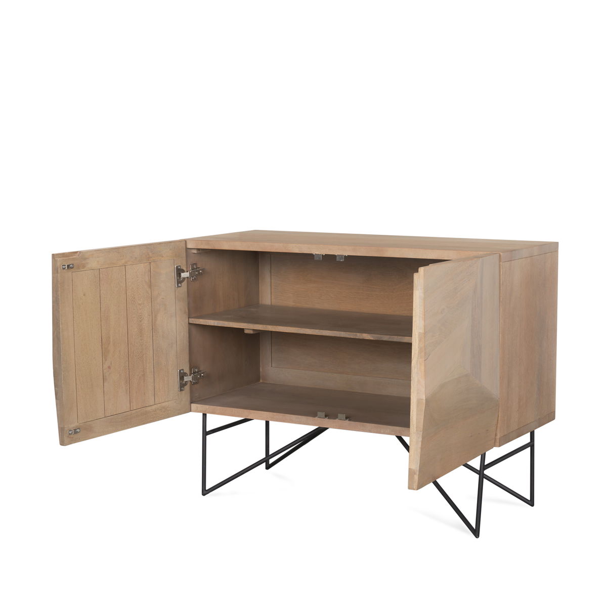 Darwin Light Brown Wooden 2 Door with 2 Shelves Accent Cabinet, Cabinets & Chest by Mercana, 44" length x 17.5" width x 30" height View 8