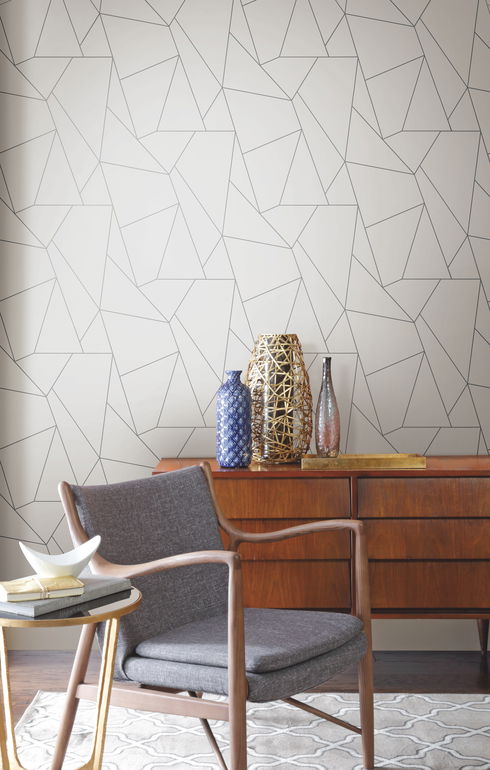 Nazca White & Silver Wallpaper