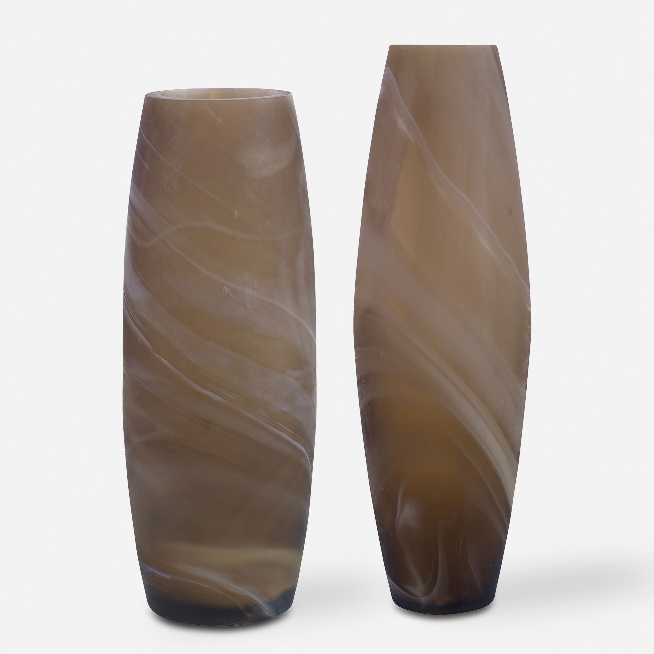 Delicate Swirl Caramel Glass Vases, Set/2 large image 