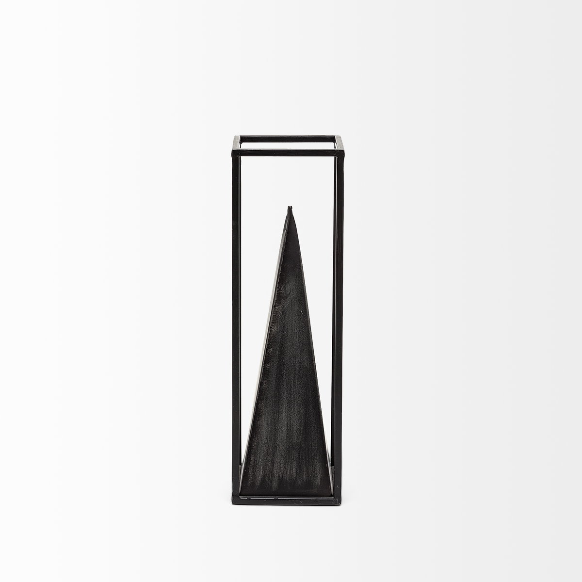 Memphis II (Medium) 4L x 4W Black Metal Pyramid In A Square Frame, Decorative Object by Mercana, 3.94" length x 4" width x 12.99" height View 4