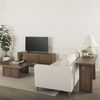 Grier 65' Medium Brown Wood with Cane Media Console, by Mercana, 65" length x 18.75" width x 23" height thumbnail 2