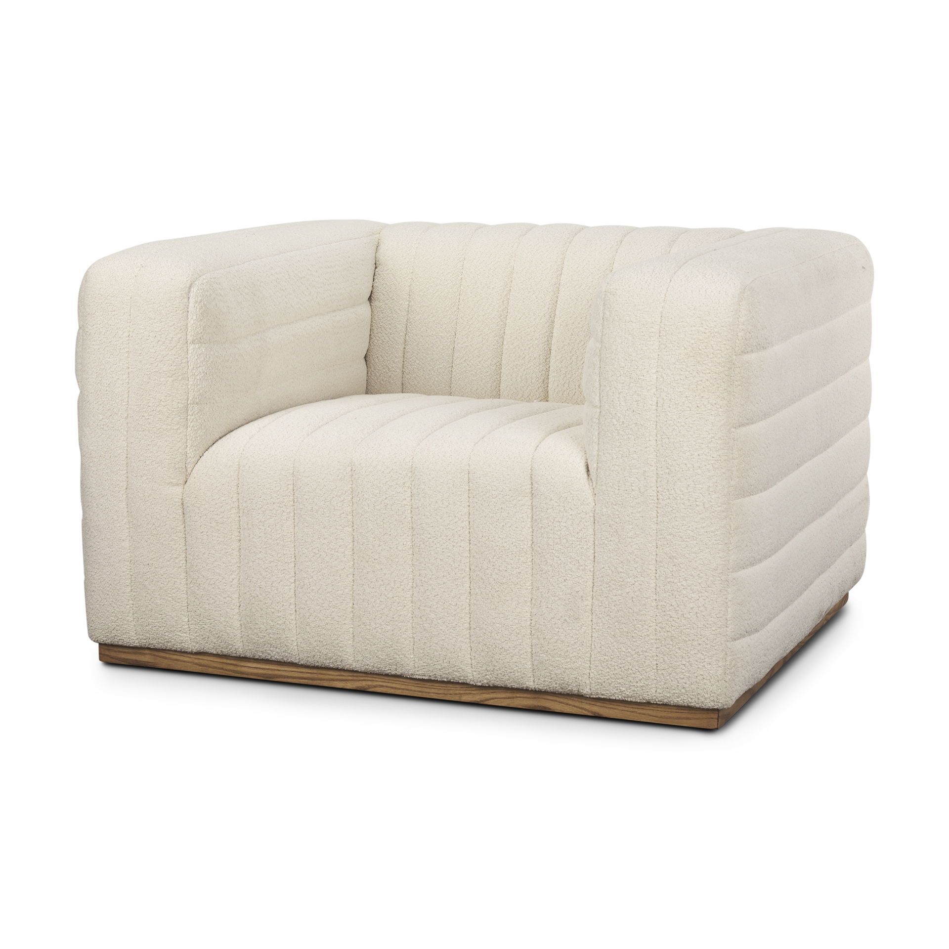 Ricciardo Cream Boucle Upholstered Arm Chair, Accent Chair by Mercana, 46.06" length x 38.39" width x 28.15" height View 1