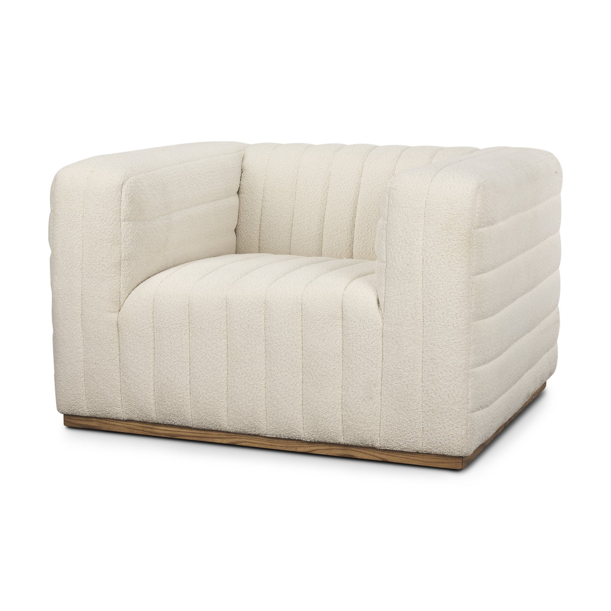 Ricciardo Cream Boucle Upholstered Arm Chair, Accent Chair by Mercana, 46.06" length x 38.39" width x 28.15" height View 1