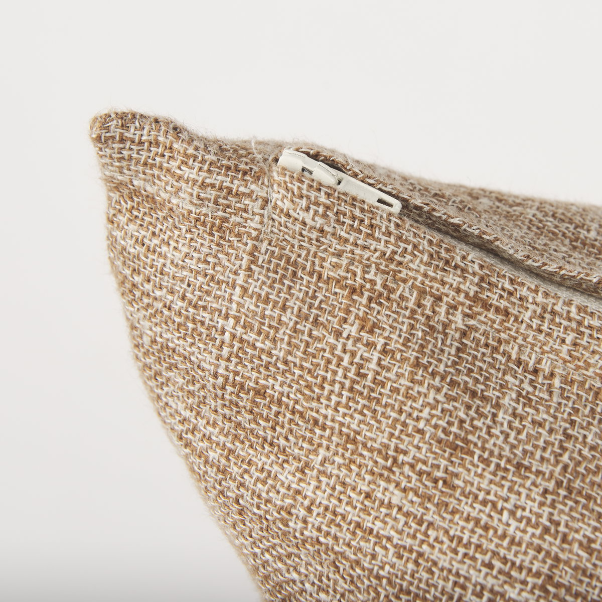 Jacklyn 22x22 Brown Linen Square Decorative Pillow Cover, by Mercana, 22" length x 22" width x 0.2" height View 11