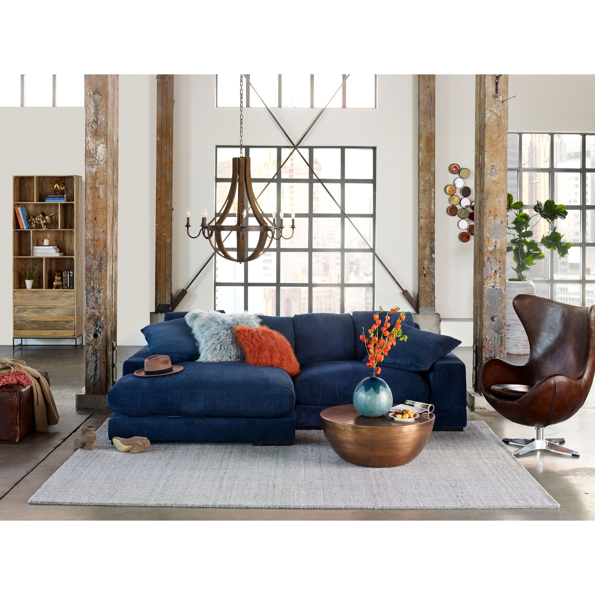Plunge Sectional Navy, Sectional Sofa by Moe's Home, 106" width x 34" height x 46" depth View 7