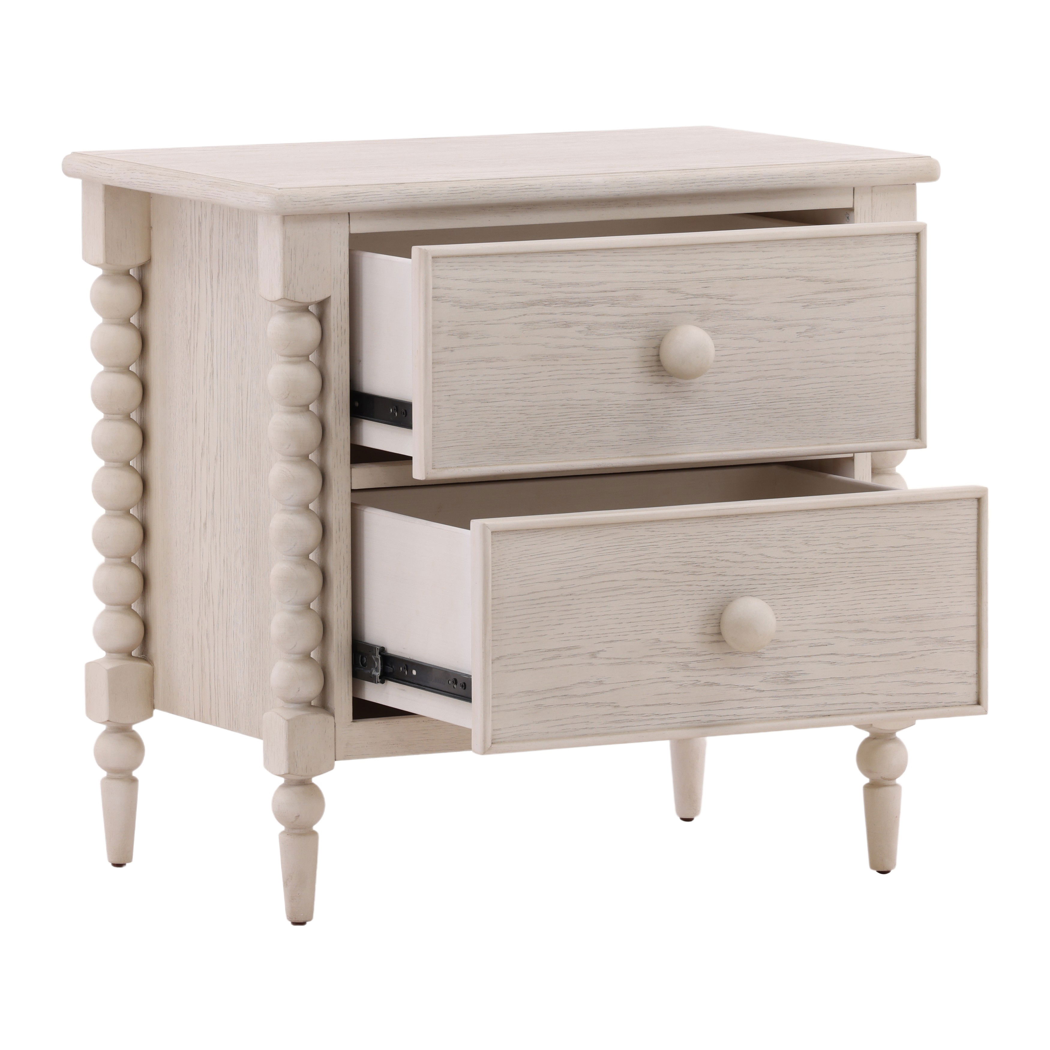 Marcellina Nightstand Whitewash, by Dovetail, 28" width x 27" height x 17.75" depth View 5