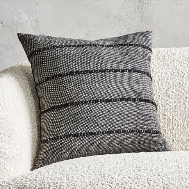 Online Designer Kitchen Robi Black Alpaca Throw Pillow with Down-Alternative Insert 18