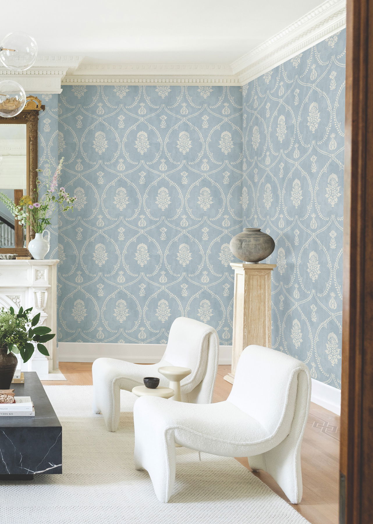 Royal Damask Blue Wallpaper large image 